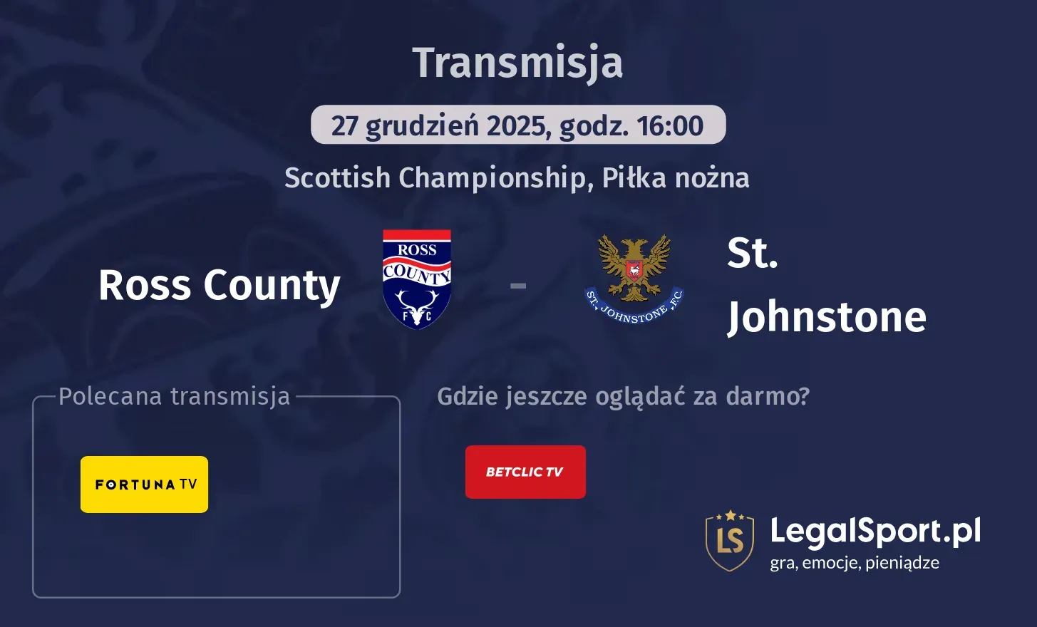 Ross County - St. Johnstone Transmisje