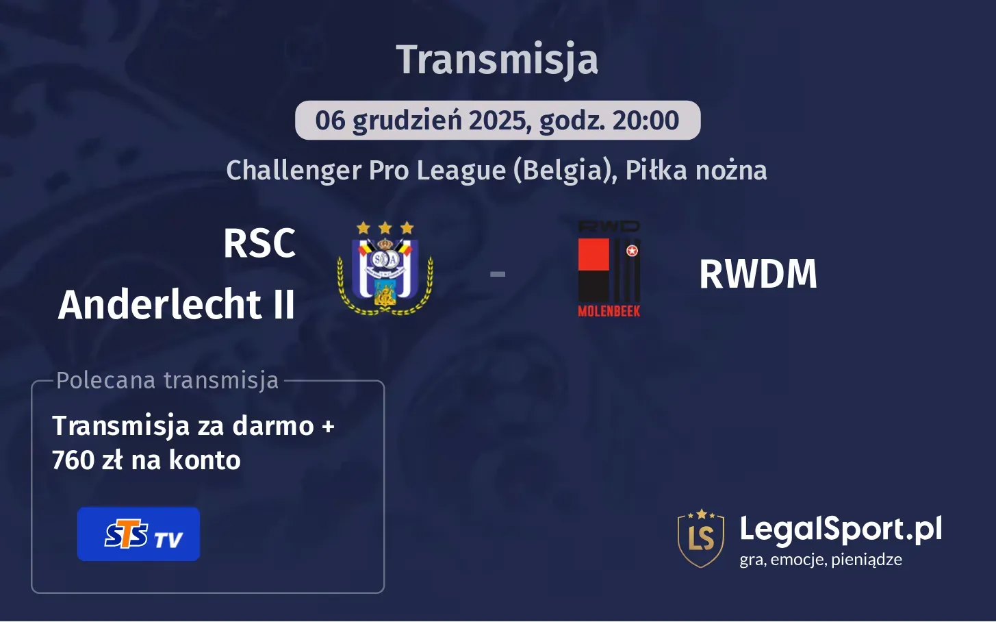 RSC Anderlecht II - RWDM Transmisje