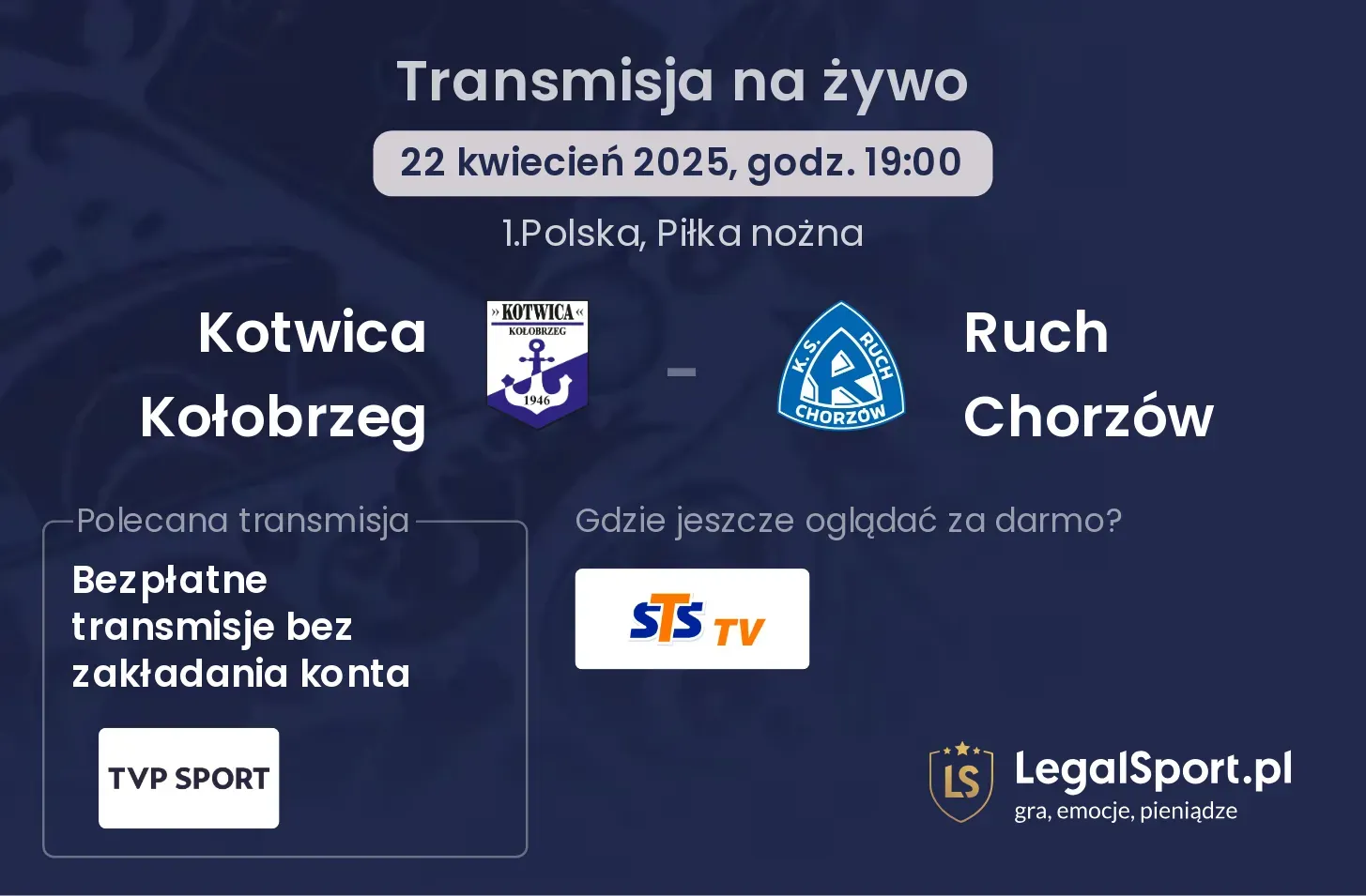 Kotwica Kołobrzeg - Ruch Chorzów gdzie oglądać?