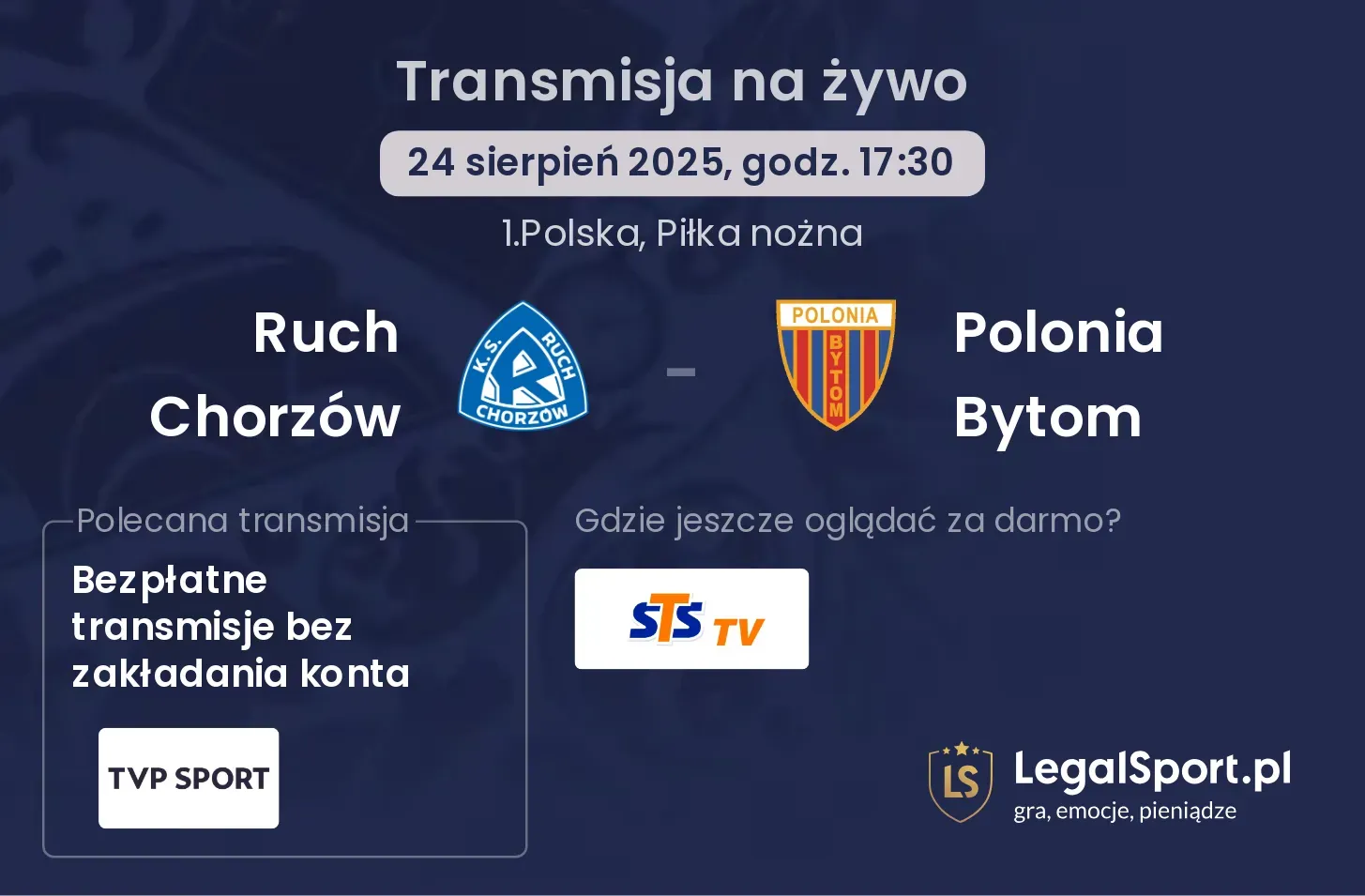 Ruch Chorzów - Polonia Bytom transmisja na żywo