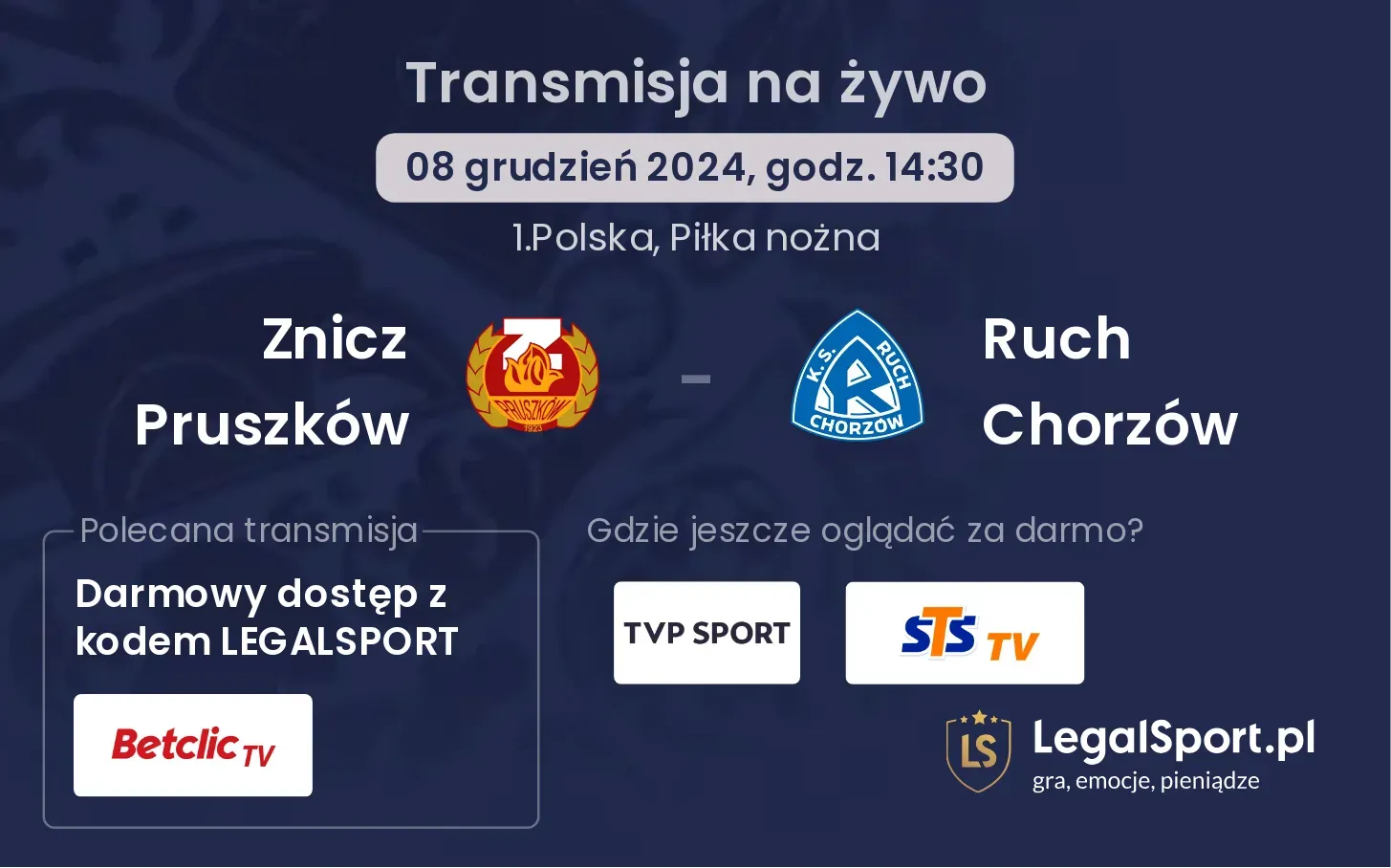 Znicz Pruszków - Ruch Chorzów gdzie oglądać?