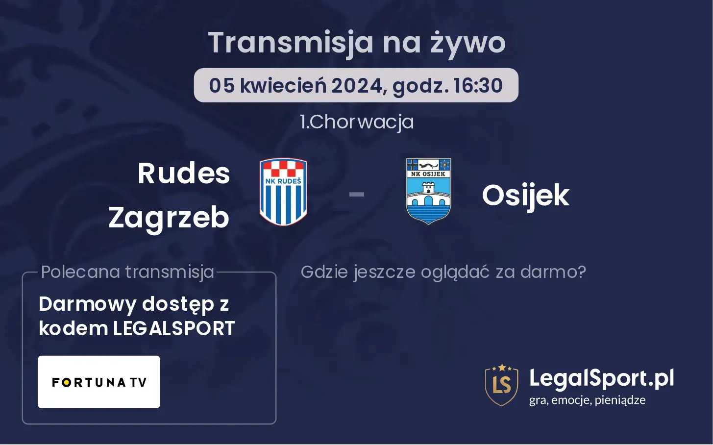 Rudes Zagrzeb - Osijek transmisja na żywo