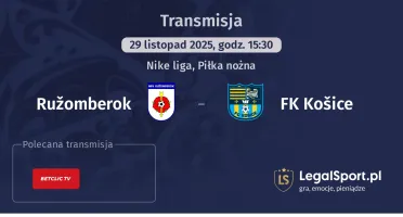 Ružomberok - FK Košice gdzie oglądać? (29.11)