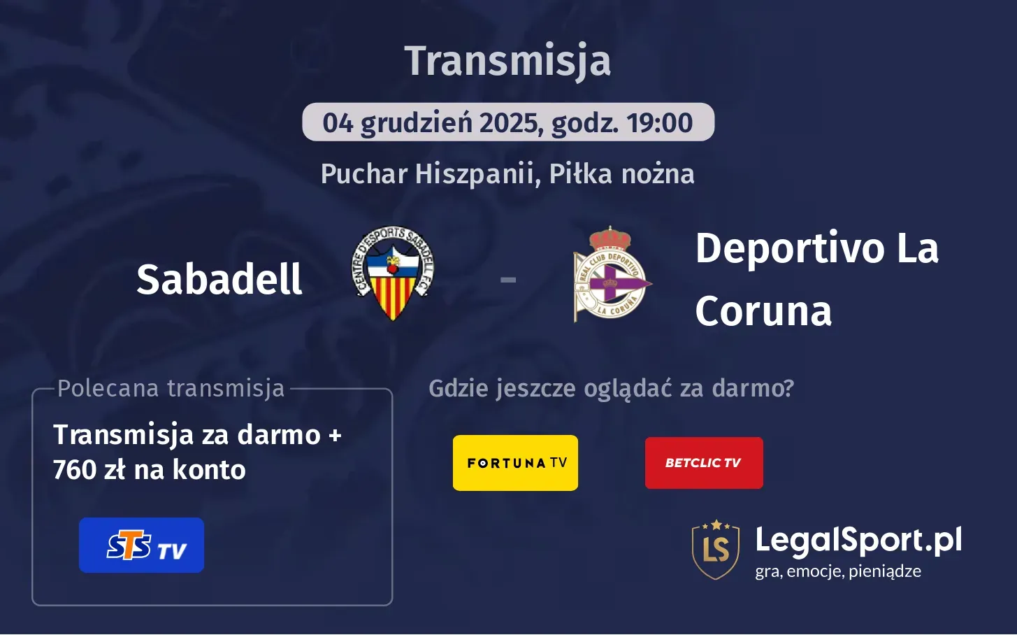 Sabadell - Deportivo La Coruna Transmisje
