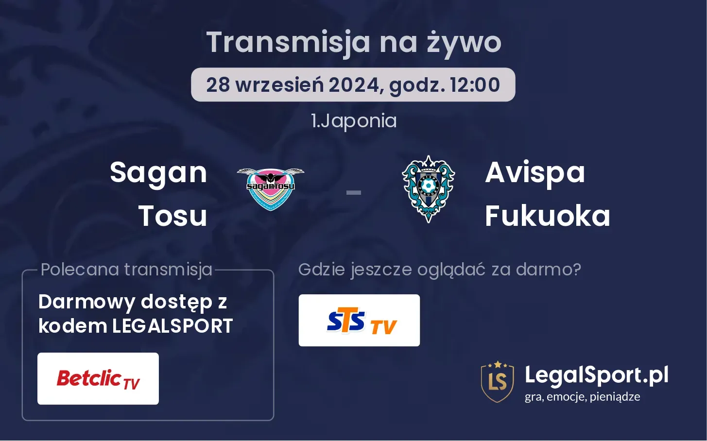 Sagan Tosu - Avispa Fukuoka gdzie oglądać? 28.09, godz. 12:00