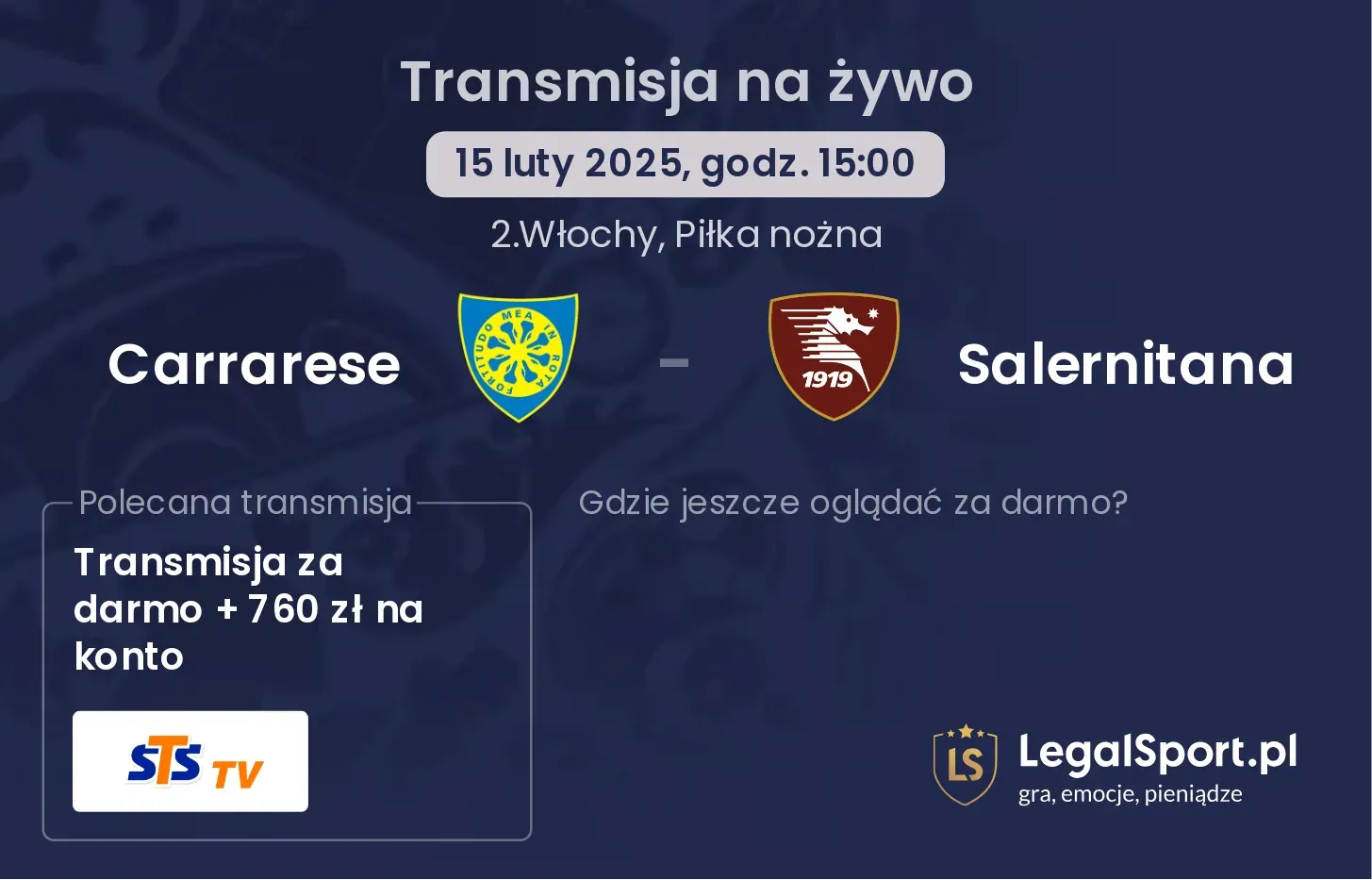 Carrarese - Salernitana gdzie oglądać?
