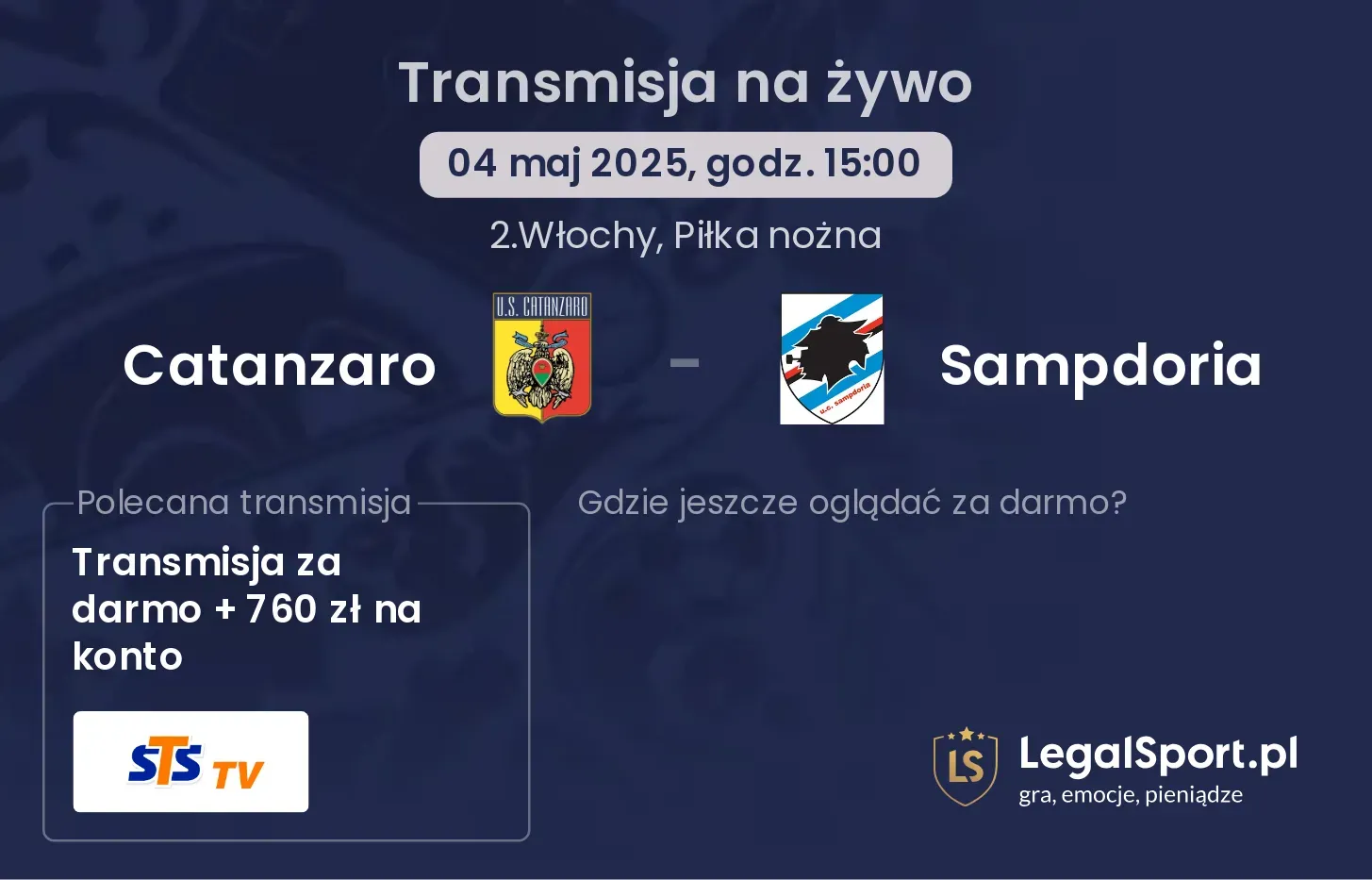 Catanzaro - Sampdoria gdzie oglądać?