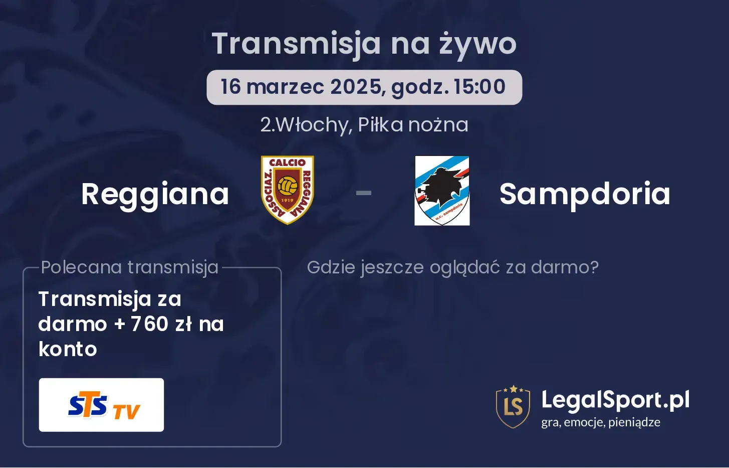 Reggiana - Sampdoria gdzie oglądać?