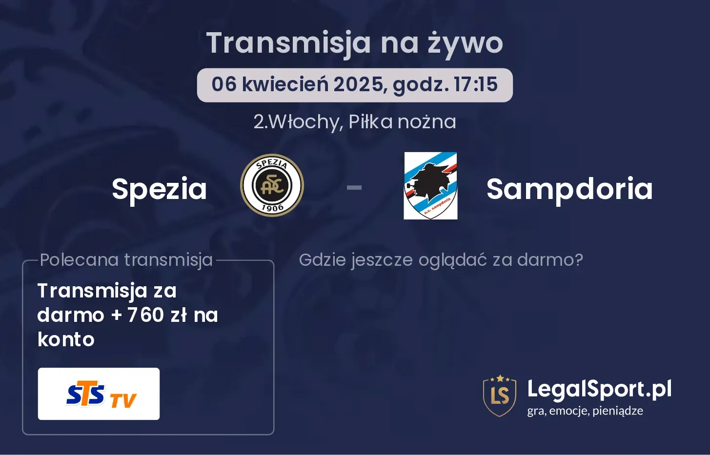 Spezia - Sampdoria gdzie oglądać?