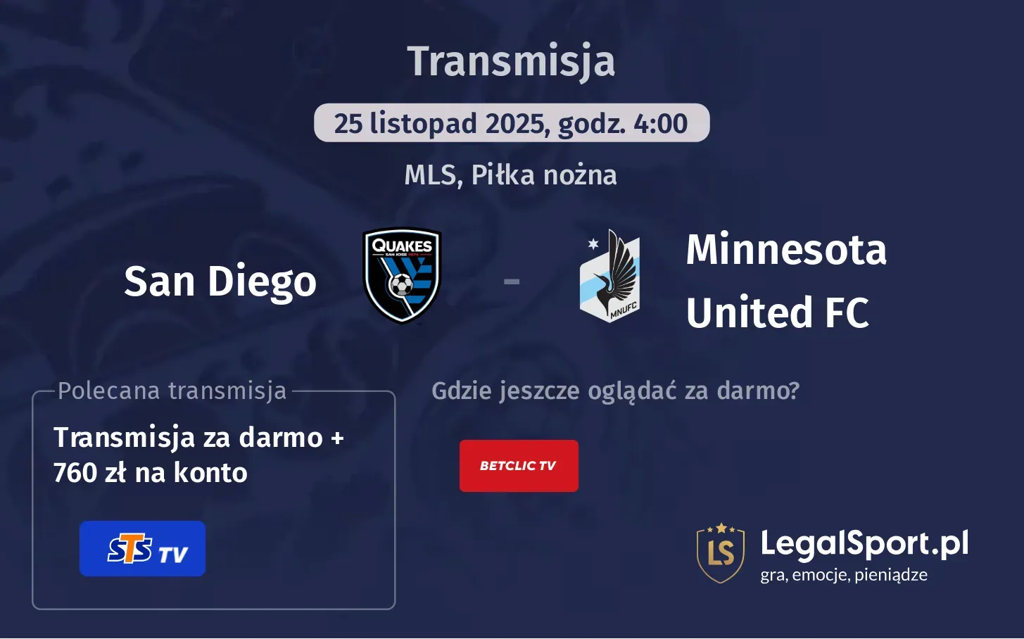 San Diego - Minnesota United FC Transmisje