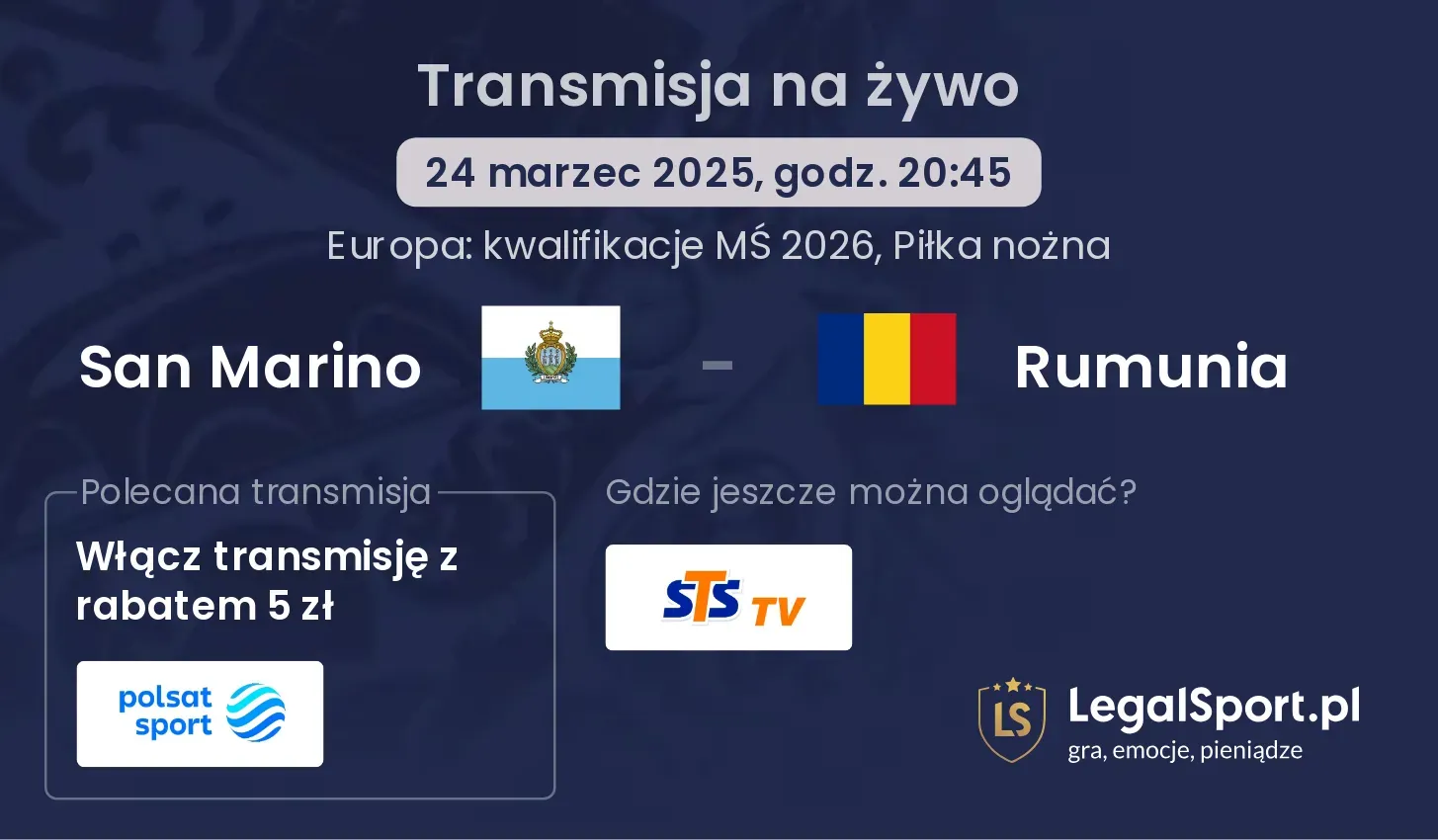 San Marino - Rumunia gdzie oglądać?