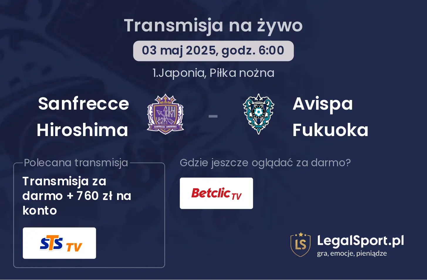 Sanfrecce Hiroshima - Avispa Fukuoka gdzie oglądać?