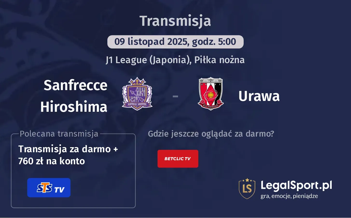 Sanfrecce Hiroshima - Urawa Transmisje