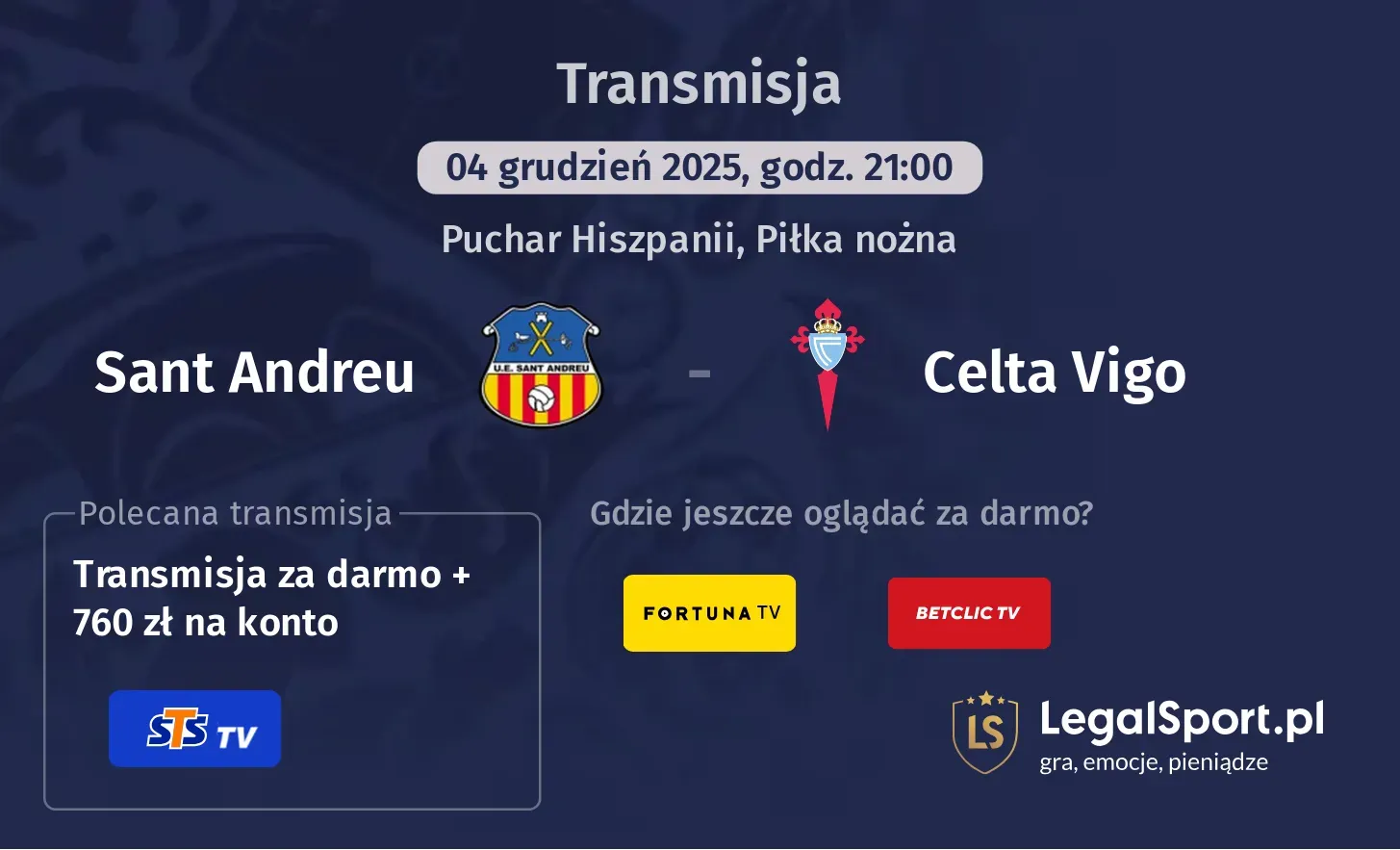 Sant Andreu - Celta Vigo Transmisje