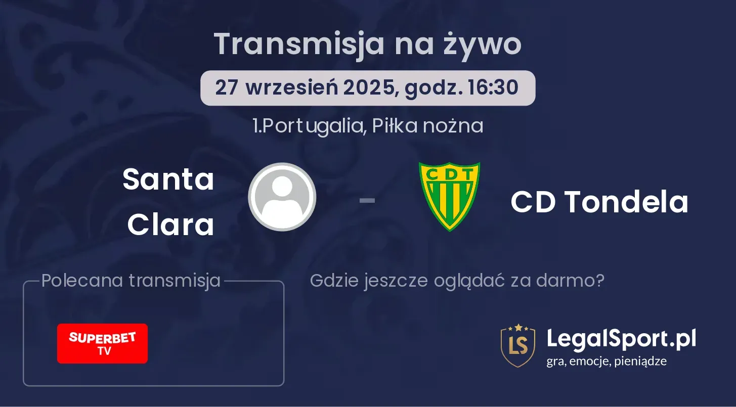 Santa Clara - CD Tondela transmisja na żywo