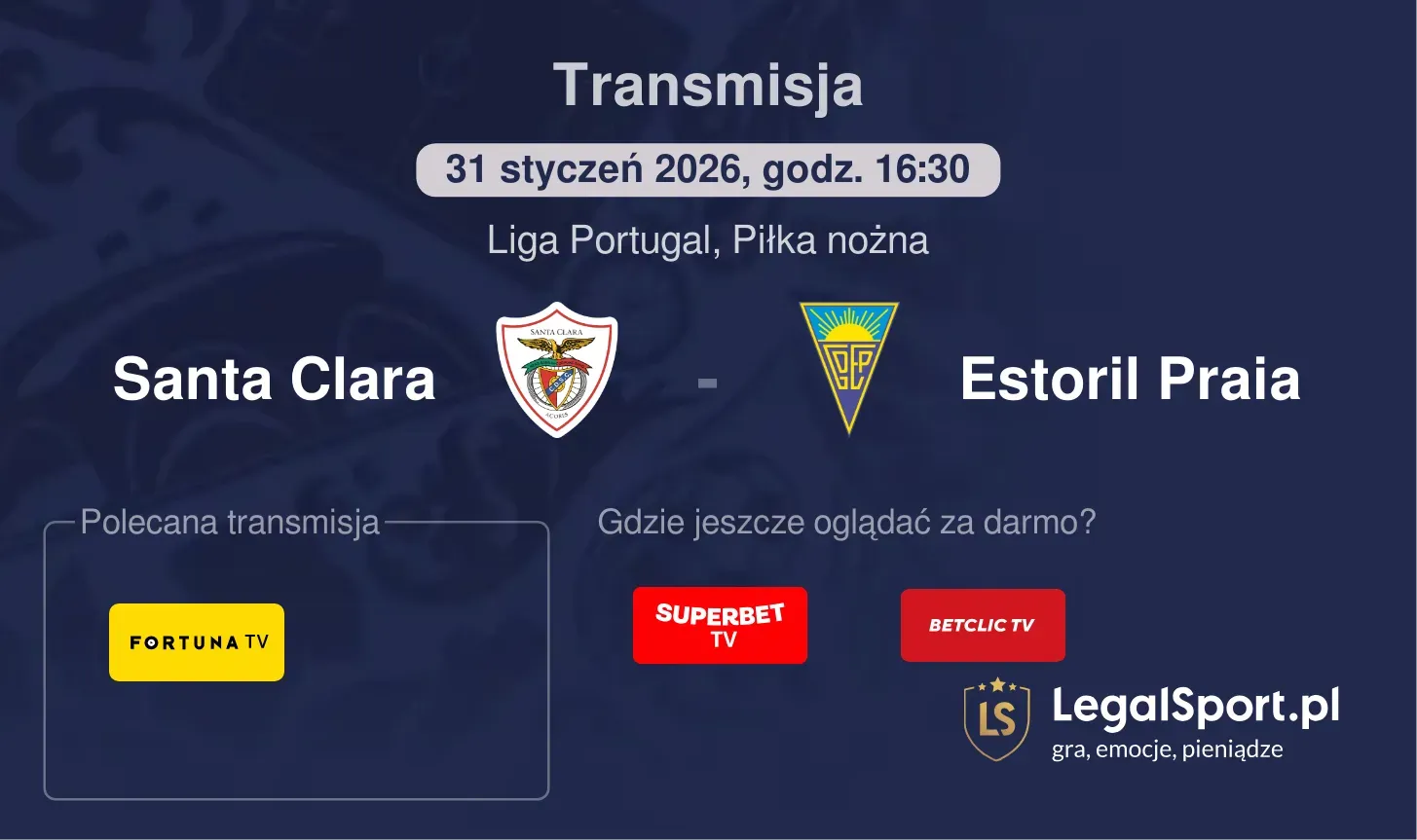 Santa Clara - Estoril Praia Transmisje