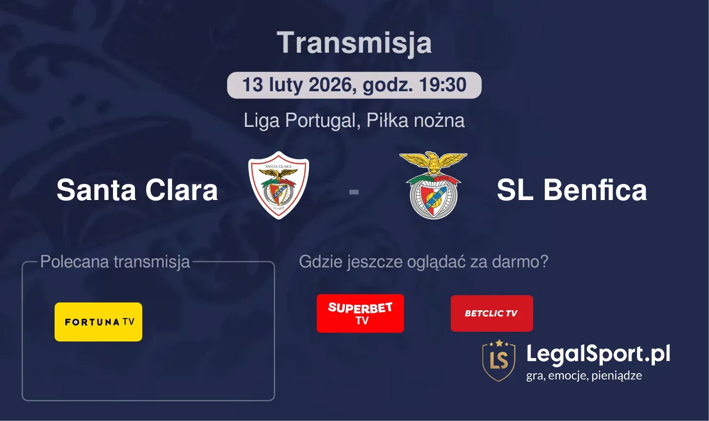 Santa Clara - SL Benfica Transmisje