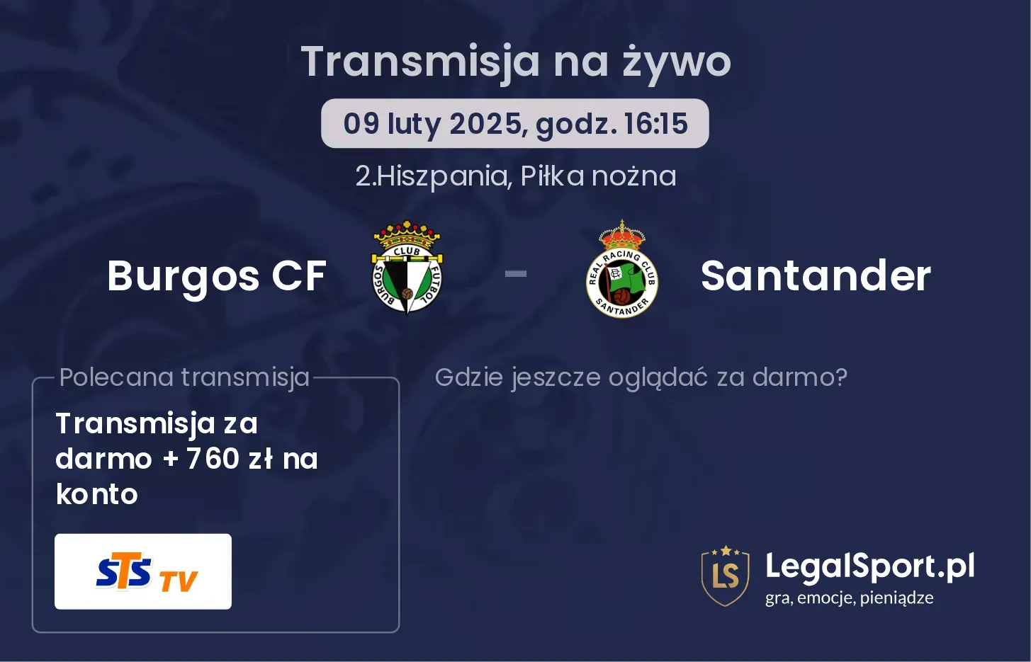 Burgos CF - Santander gdzie oglądać?