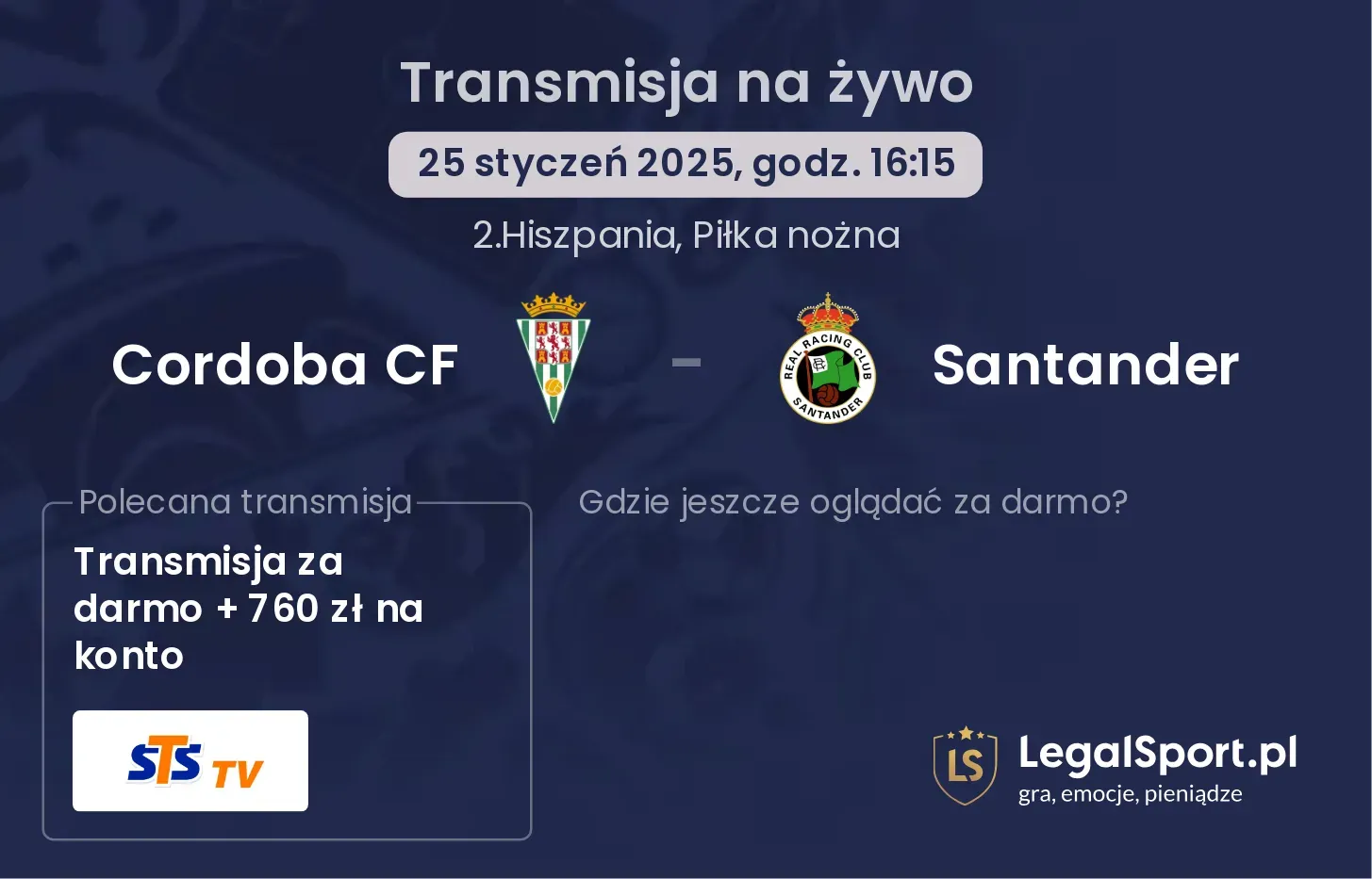Cordoba CF - Santander gdzie oglądać?
