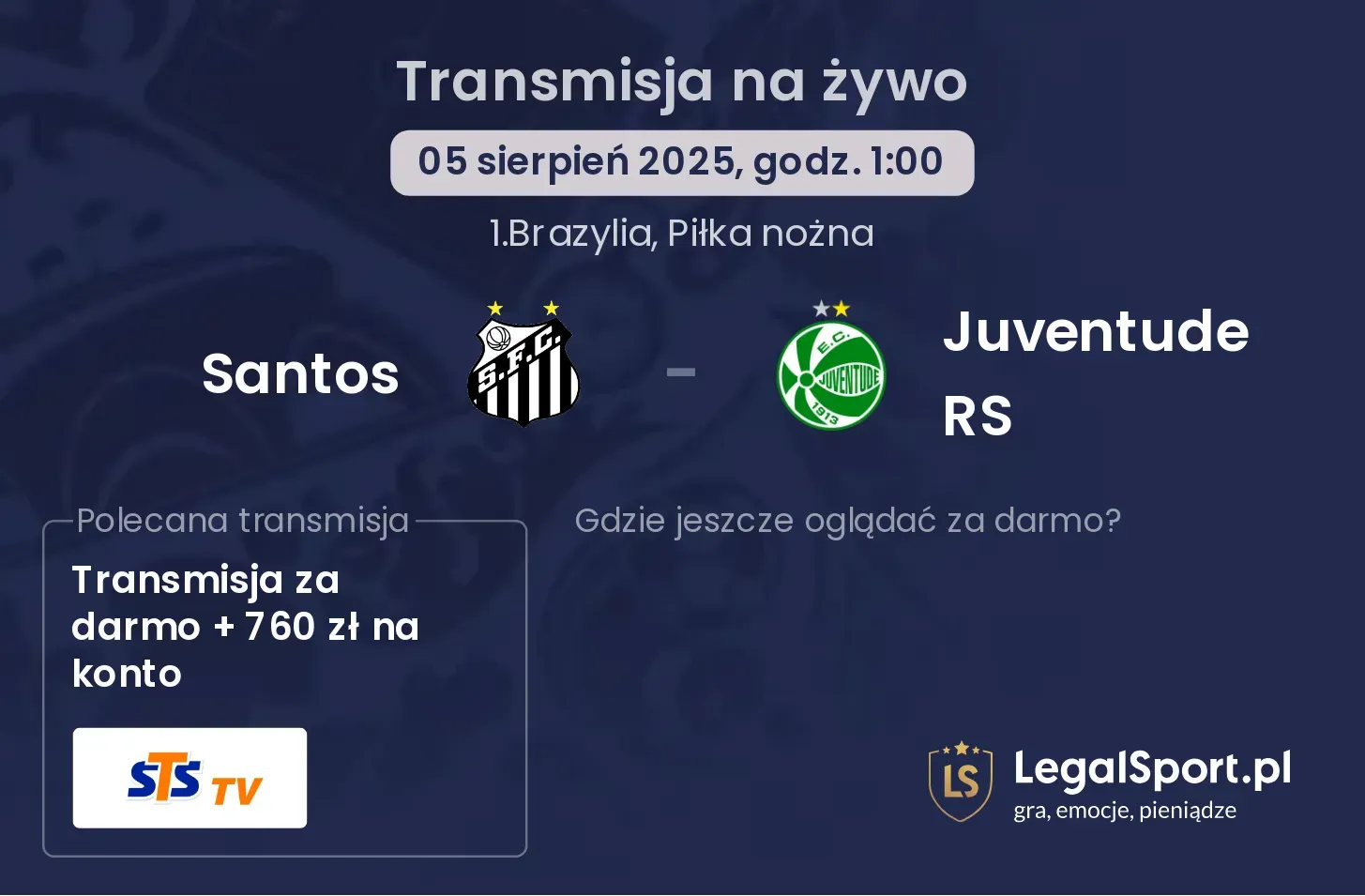 Santos - Juventude RS transmisja na żywo