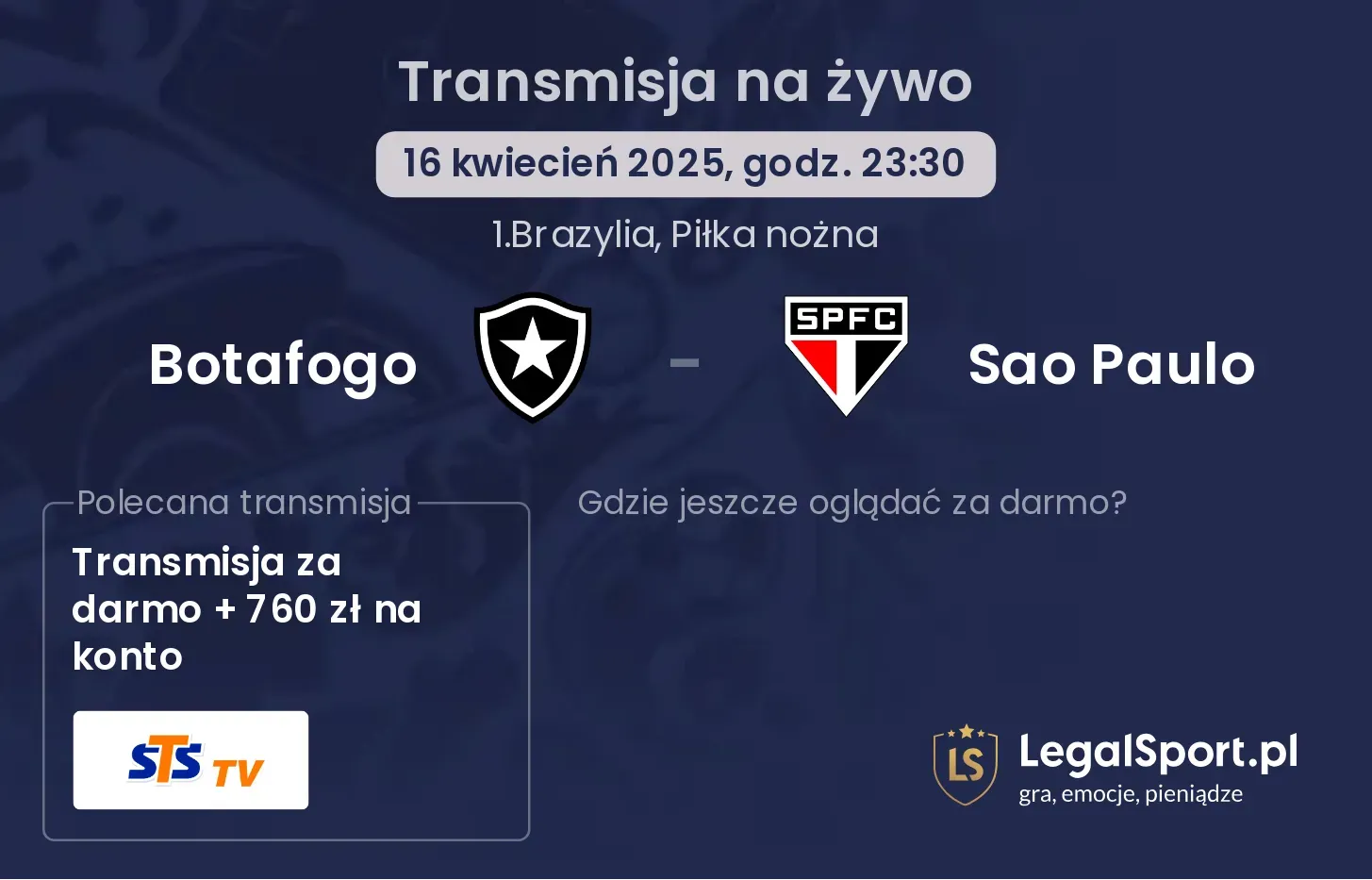 Botafogo - Sao Paulo gdzie oglądać?
