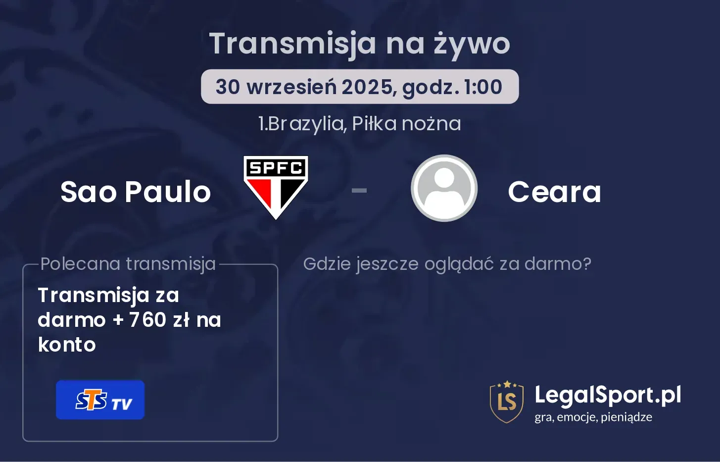 Sao Paulo - Ceara gdzie oglądać?