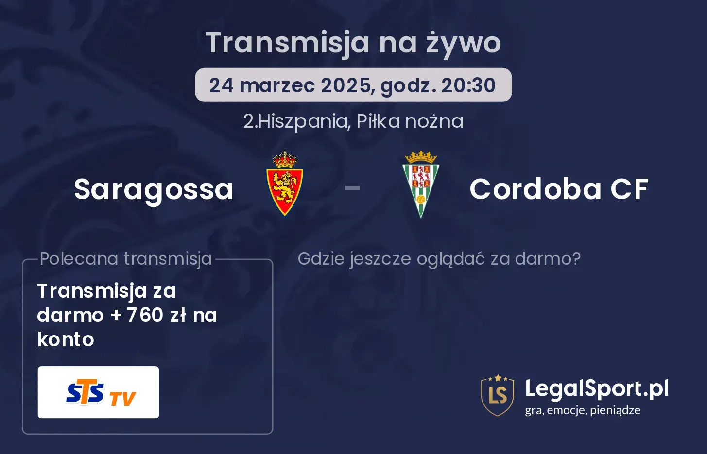 Saragossa - Cordoba CF gdzie oglądać?