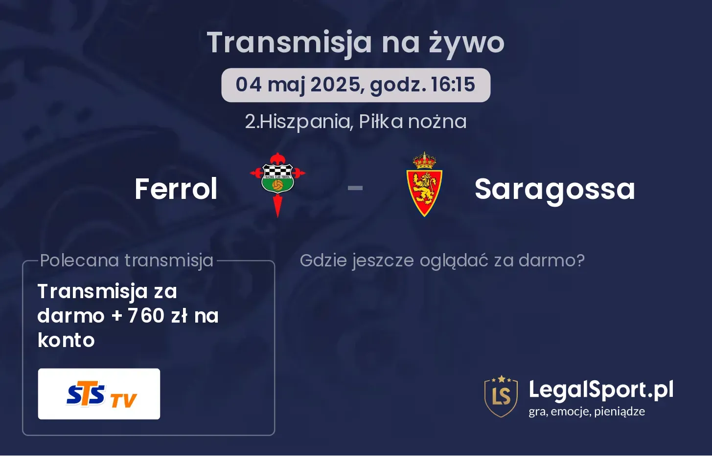 Ferrol - Saragossa gdzie oglądać?