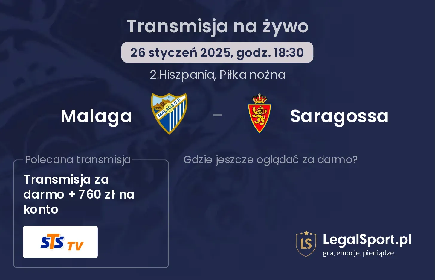 Malaga - Saragossa gdzie oglądać?