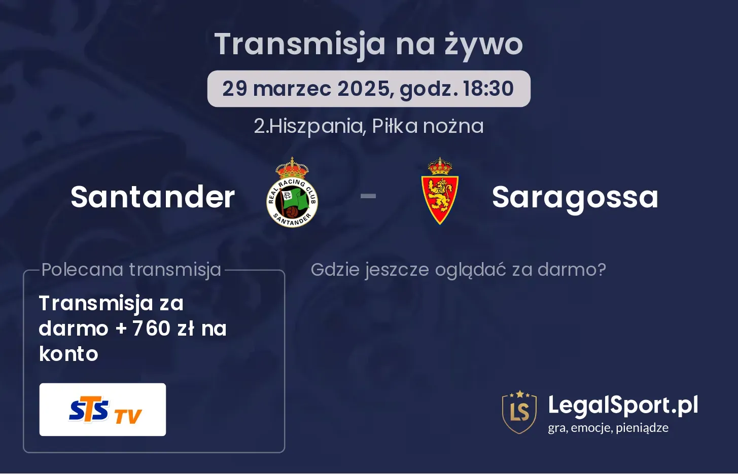 Santander - Saragossa gdzie oglądać?