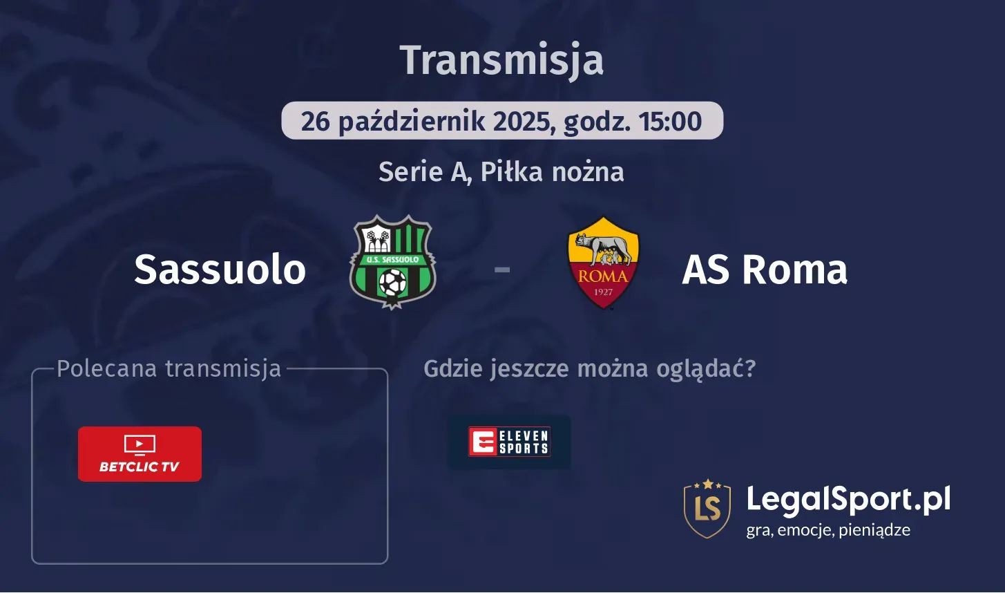 Sassuolo - AS Roma Transmisje