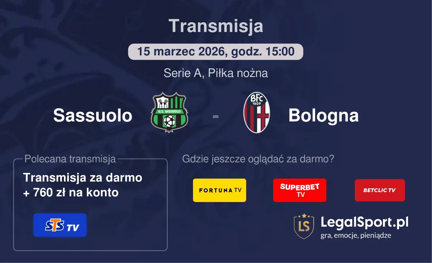 Sassuolo - Bologna Transmisje