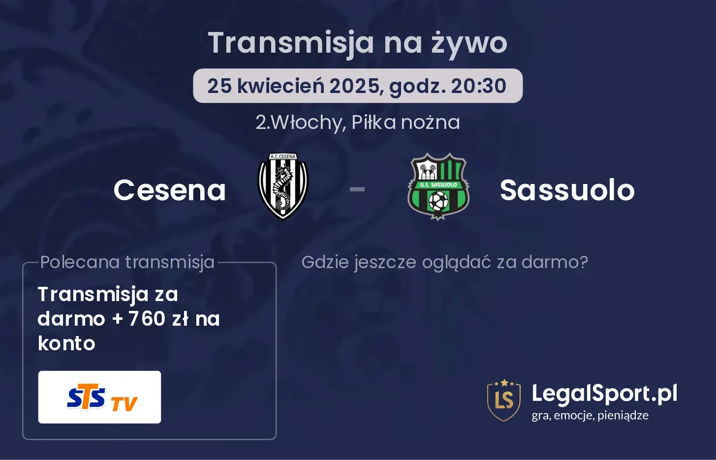 Sassuolo - Cesena transmisja na żywo
