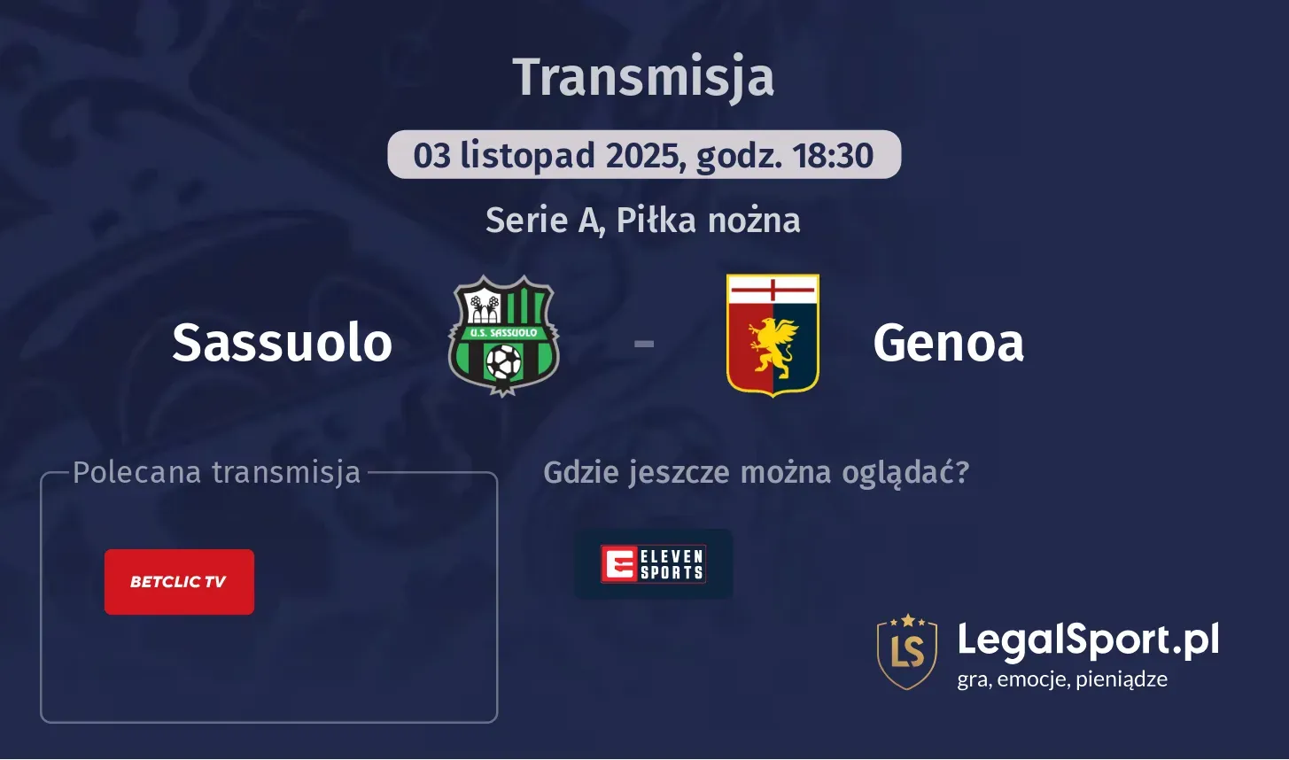 Sassuolo - Genoa Transmisje