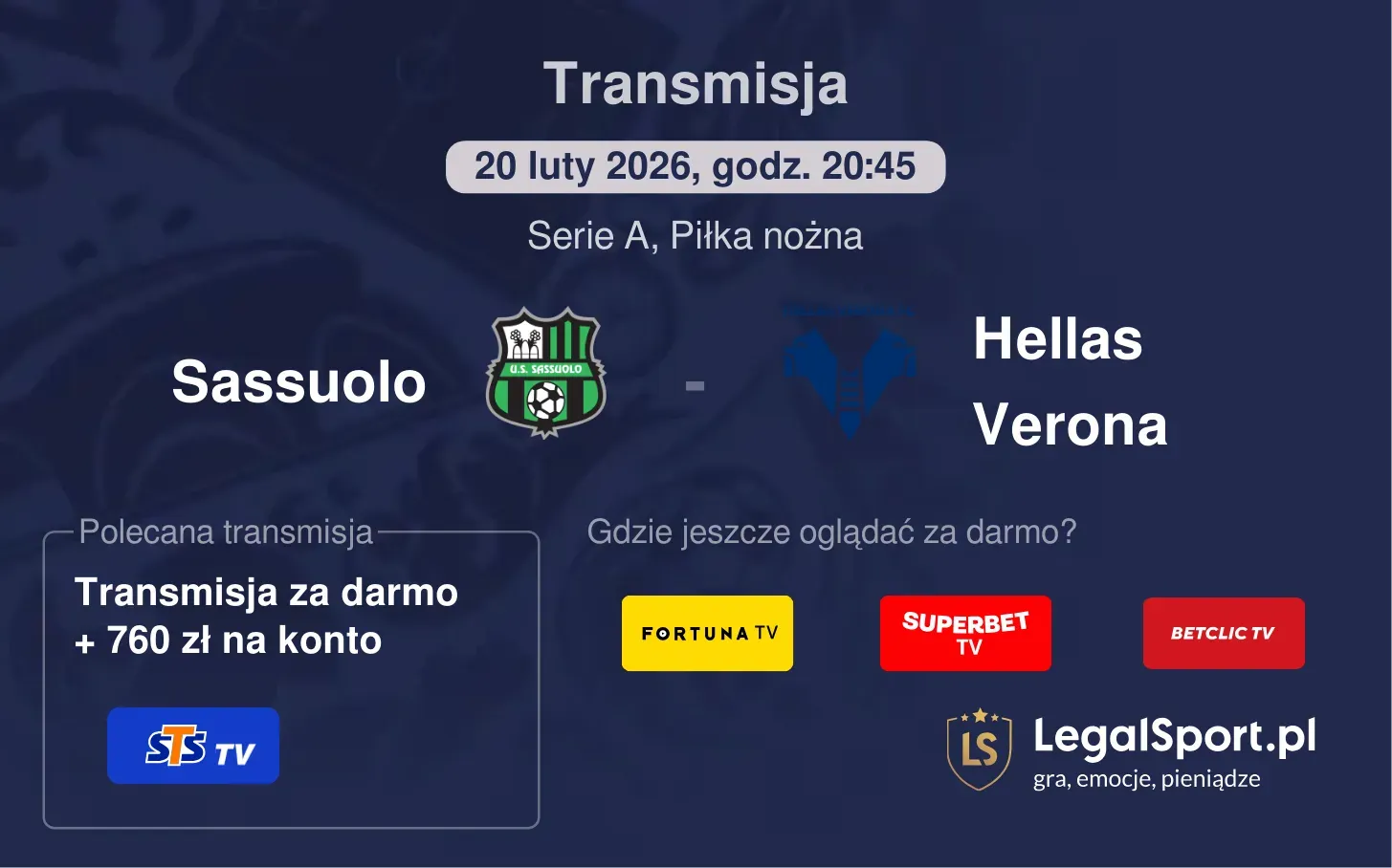 Sassuolo - Hellas Verona Transmisje