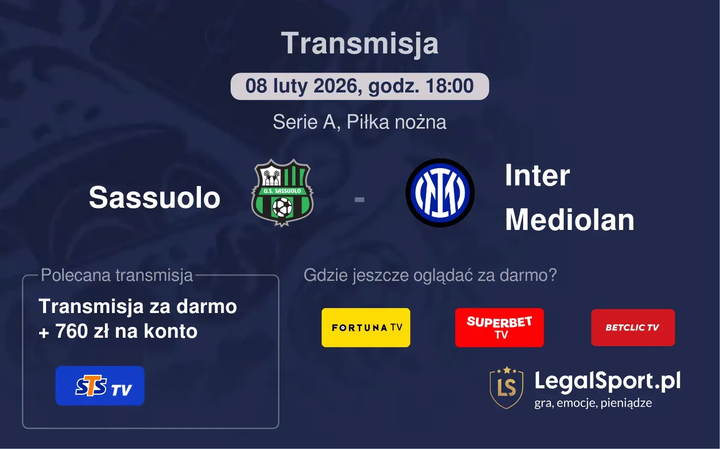 Sassuolo - Inter Mediolan Transmisje