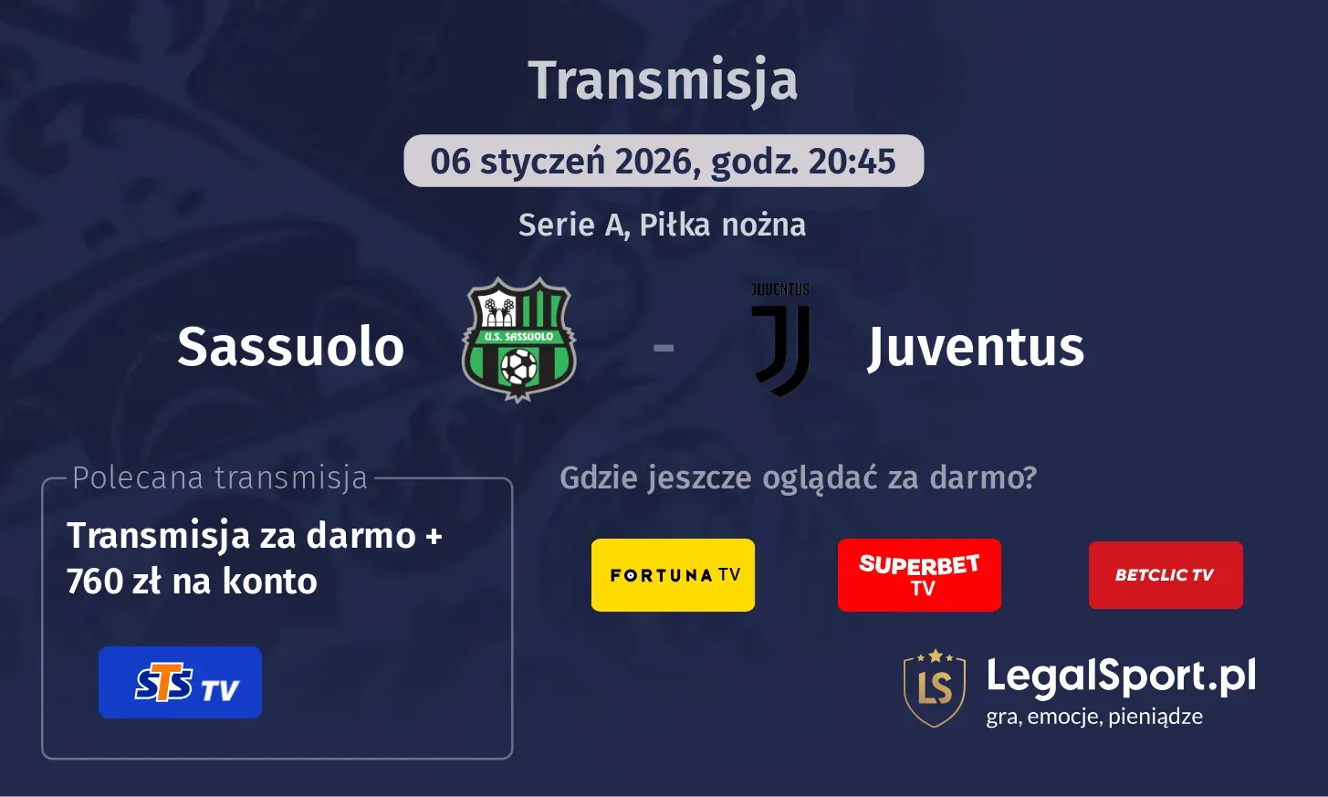 Sassuolo - Juventus Transmisje