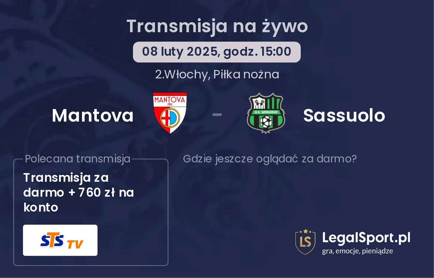 Mantova - Sassuolo gdzie oglądać transmisję?