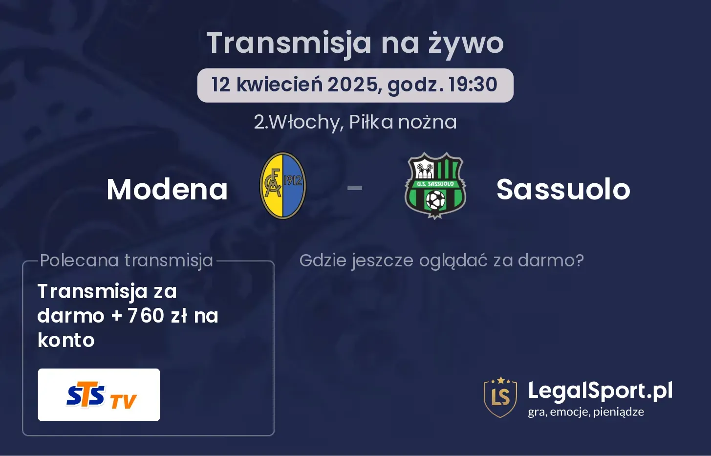 Modena - Sassuolo gdzie oglądać?
