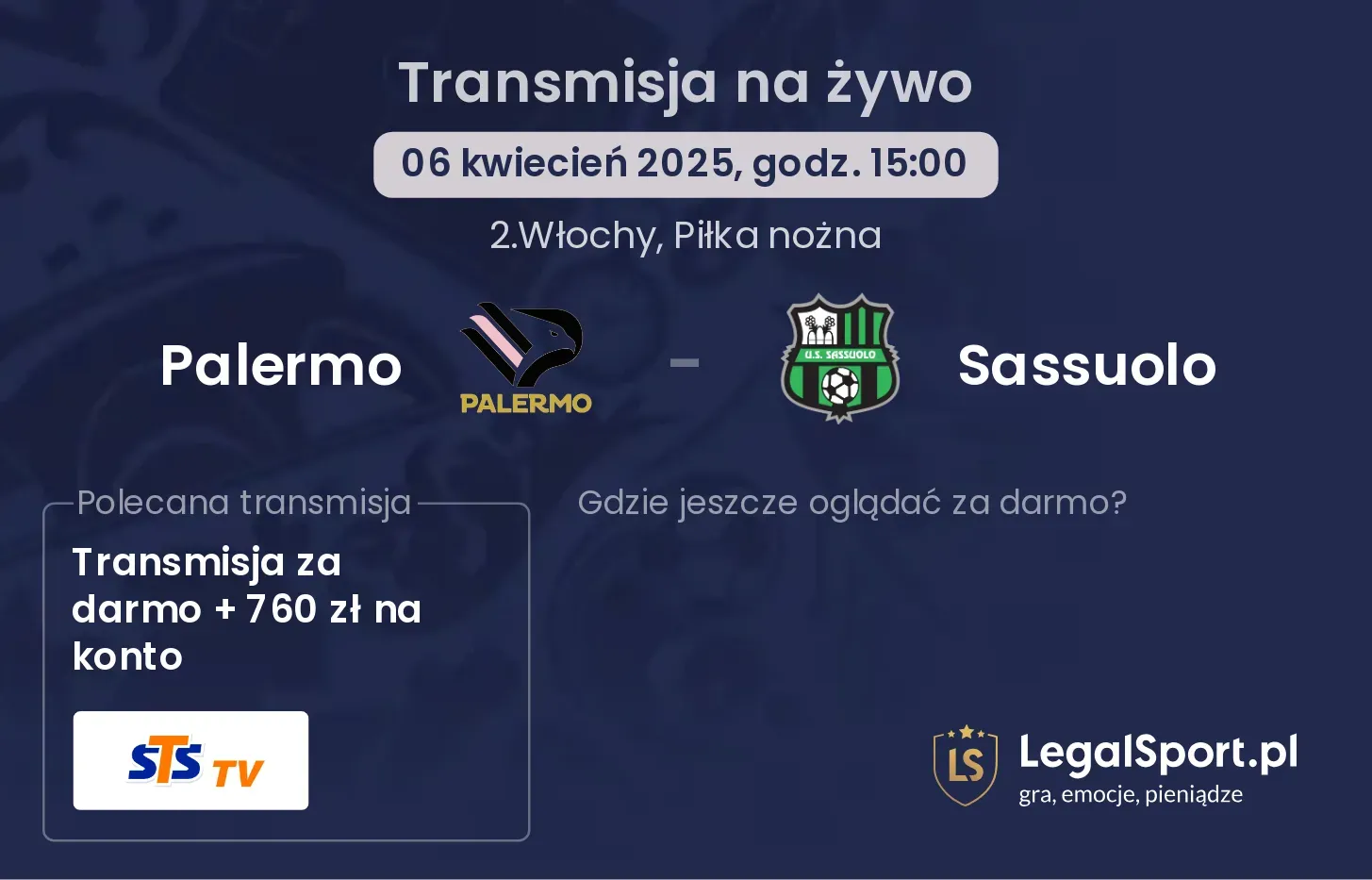 Palermo - Sassuolo gdzie oglądać transmisję?