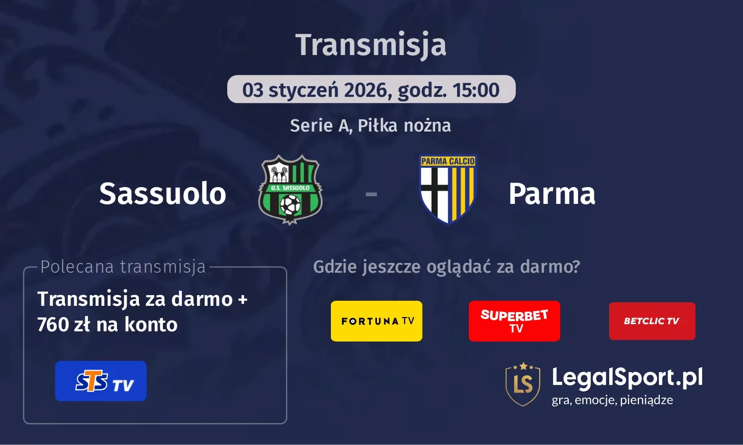 Sassuolo - Parma Transmisje