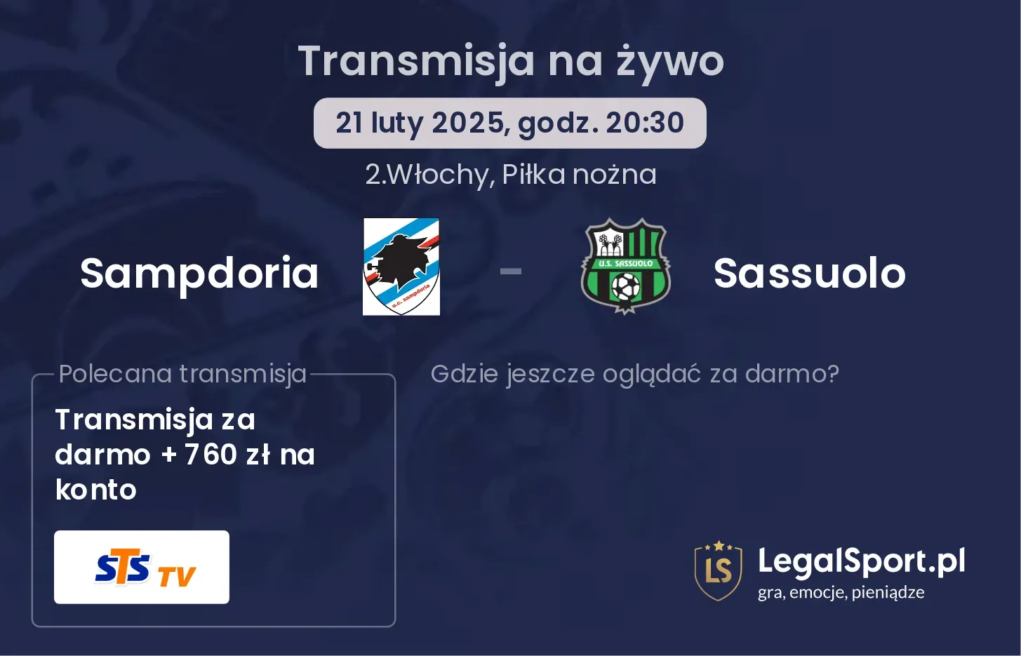 Sampdoria - Sassuolo gdzie oglądać?