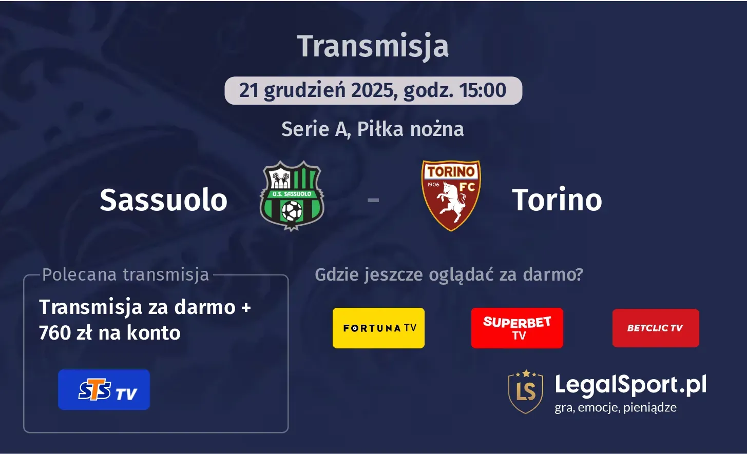 Sassuolo - Torino Transmisje