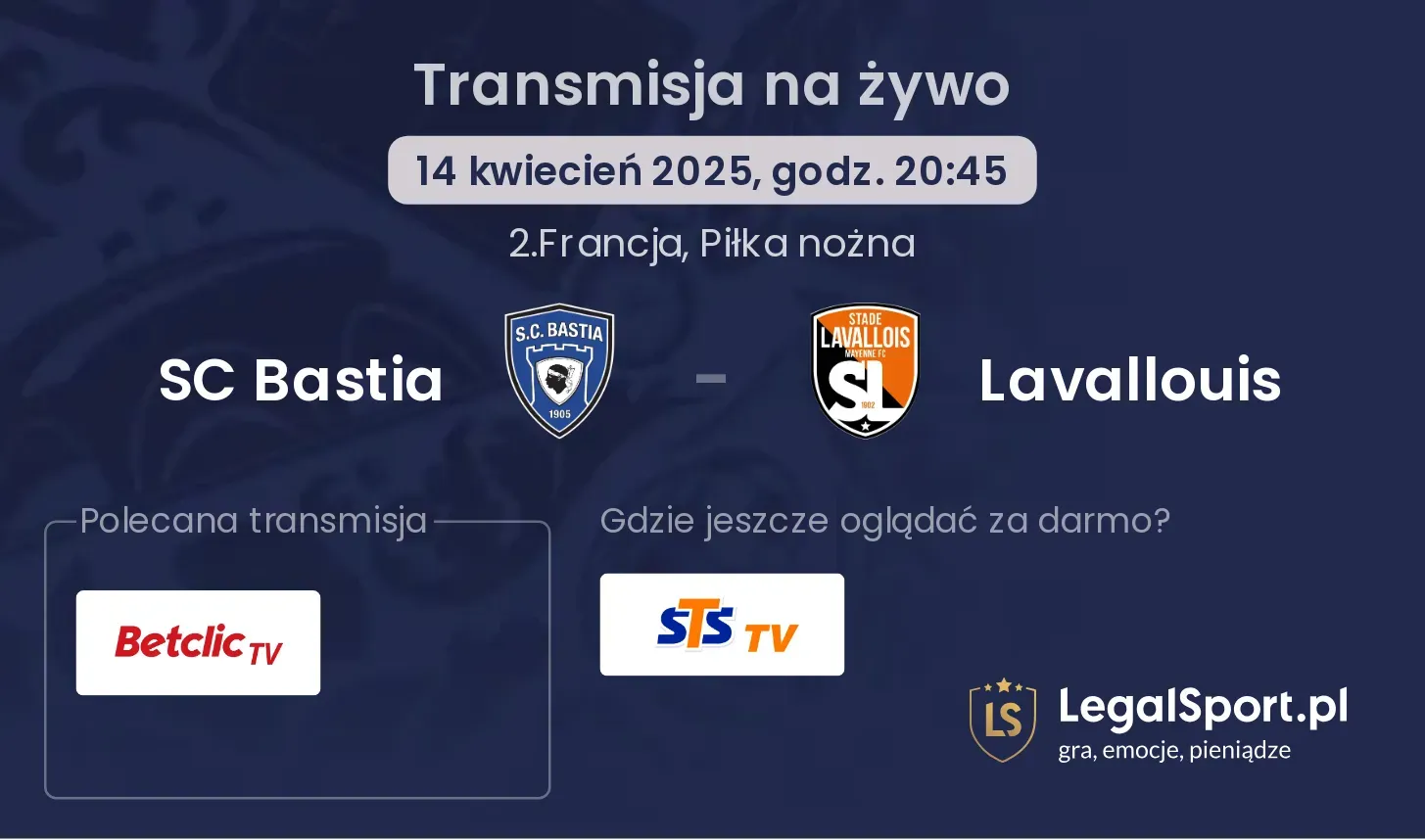 SC Bastia - Lavallouis gdzie oglądać?
