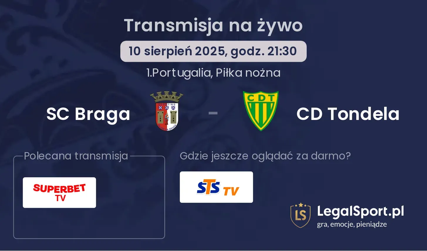 SC Braga - CD Tondela transmisja na żywo