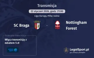 SC Braga - Nottingham Forest gdzie oglądać (22.01.2026)