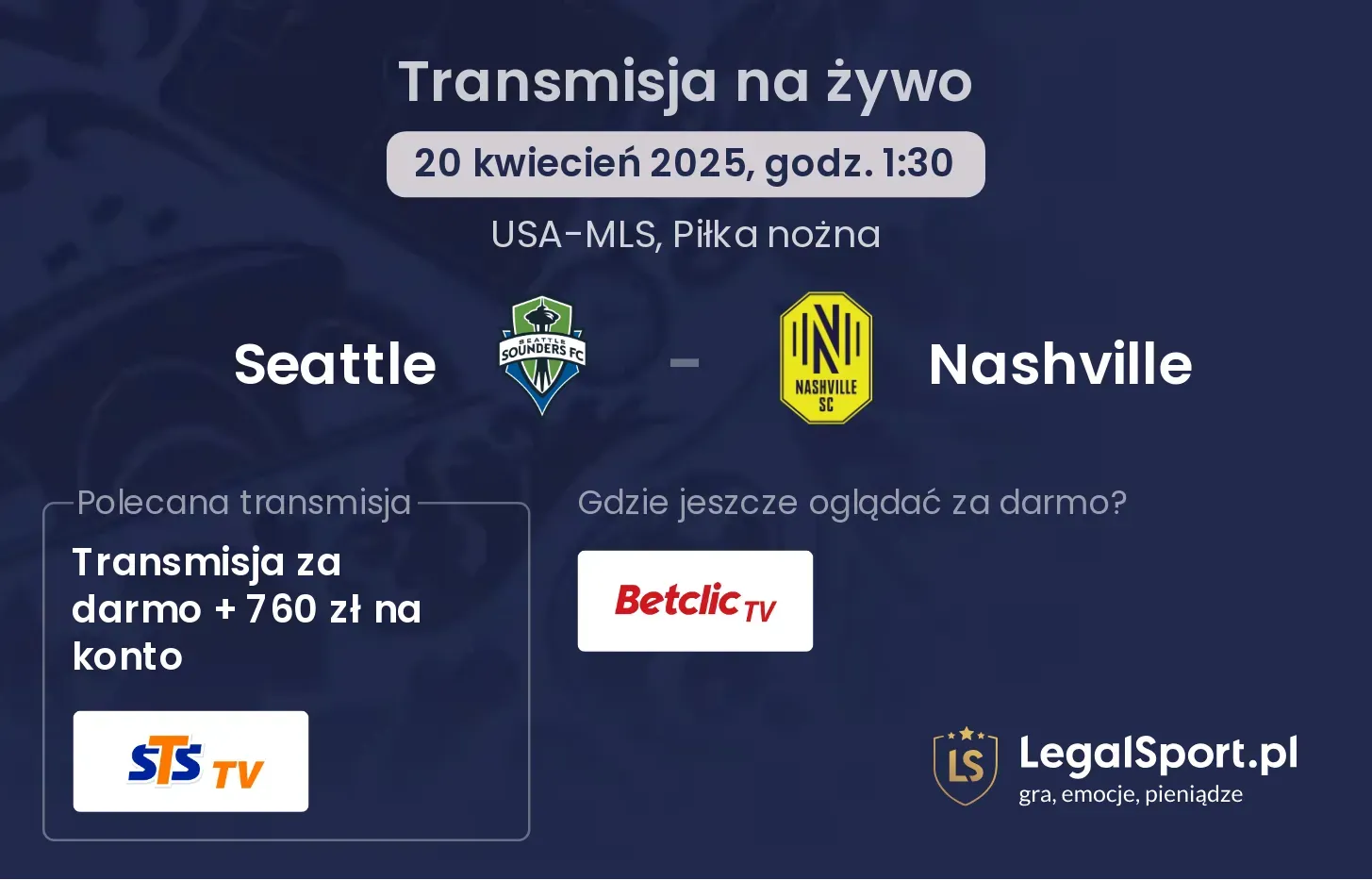Seattle - Nashville gdzie oglądać transmisję?