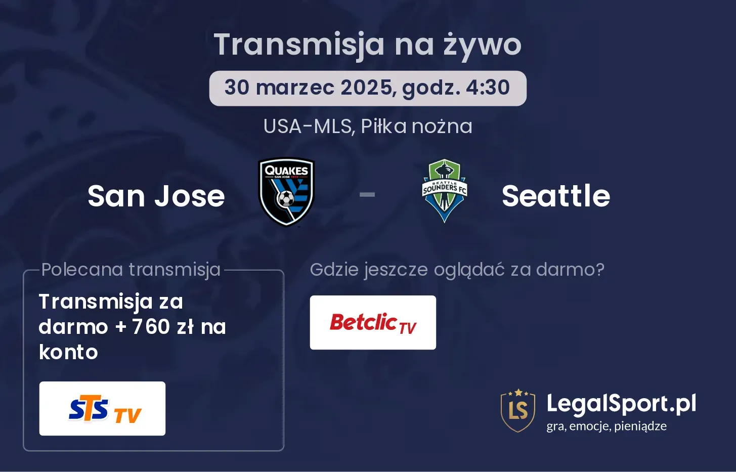 San Jose - Seattle gdzie oglądać?