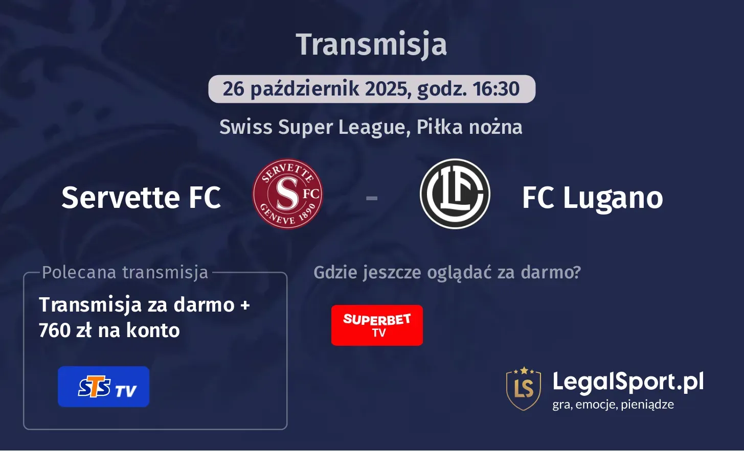 Servette FC - FC Lugano Transmisje