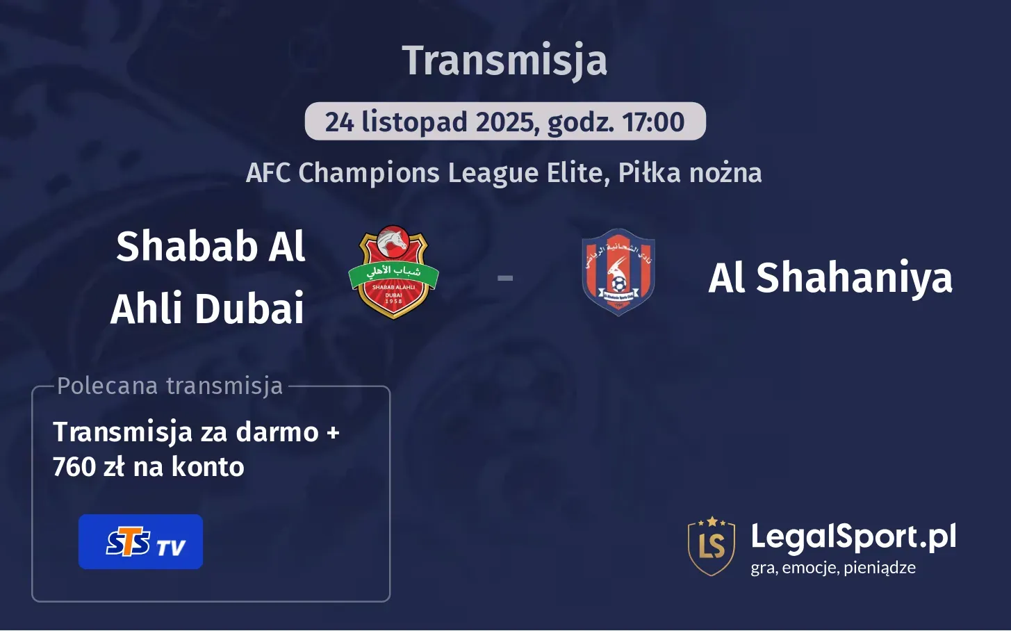 Shabab Al Ahli Dubai - Al Shahaniya Transmisje